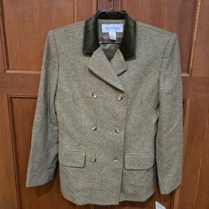 Vintage Jones of New York Wool Blazer Skirt Suit Olive Green